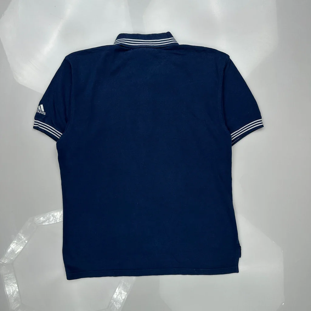 New York Yankees Adidas Mlb Polo Shirt - Medium Blue Cotton - Image 4