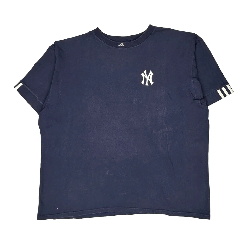New York Yankees Adidas Graphic T-Shirt - 2XL Navy Cotton