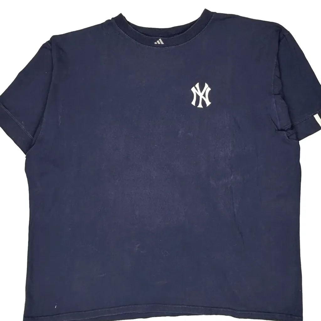 New York Yankees Adidas Graphic T-Shirt - 2XL Navy Cotton - Image 4