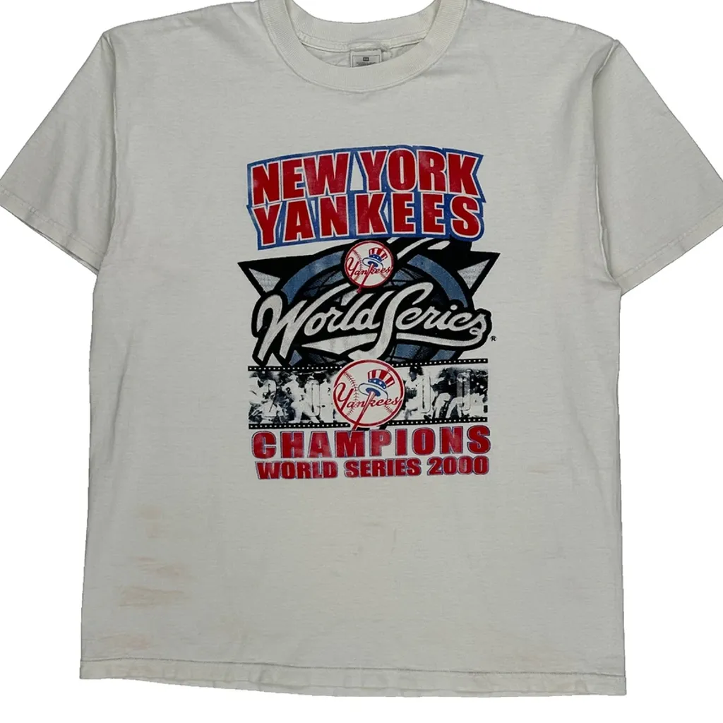 New York Yankees Gildan Mlb T-Shirt - Large White Cotton - Image 4