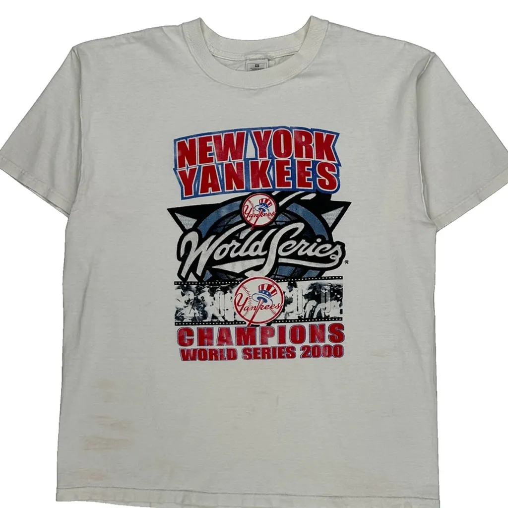New York Yankees Gildan Mlb T-Shirt - Large White Cotton - Image 5