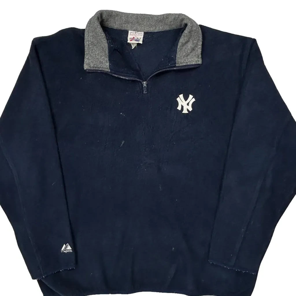 New York Yankees Majestic Collared Fleece - XL Navy Polyester - Image 5