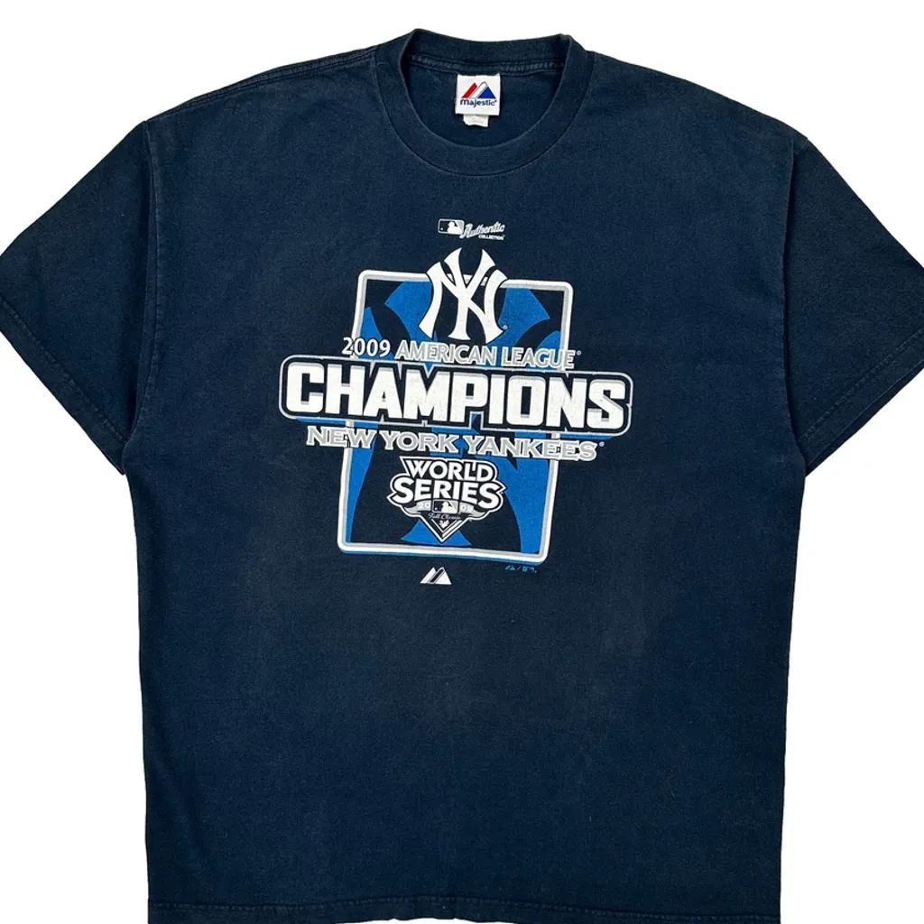 New York Yankees Majestic Mlb T-Shirt - XL Navy Cotton - Image 4