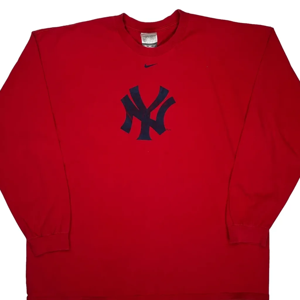 New York Yankees Nike Mlb Long Sleeve T-Shirt - 2XL Red Cotton - Image 4