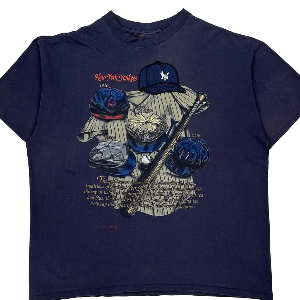 New York Yankees Nutmeg Graphic T-Shirt - XL Navy Cotton - Image 5