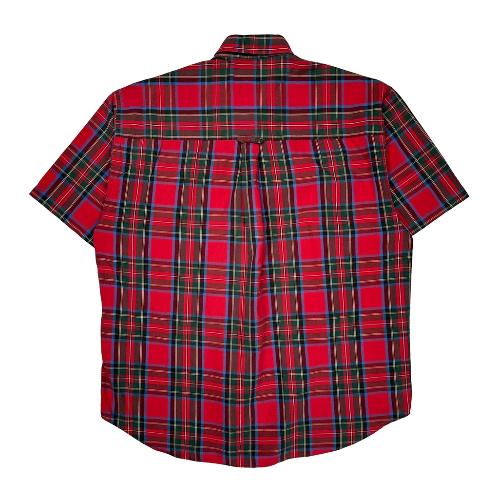 Newport Poplin Gant Checked Short Sleeve Shirt - Large Red Cotton - Image 2