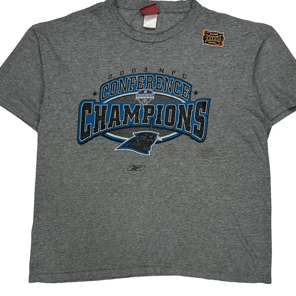 Nfc Conference Champions 2003 Reebok Panthers T-Shirt - Large Grey Cotton - Image 5