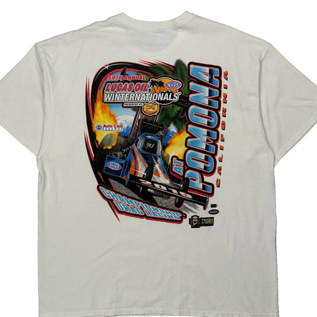 Nhra Lucas Oil Winternationals Unbranded Graphic T-Shirt - Large White Cotton - Image 7