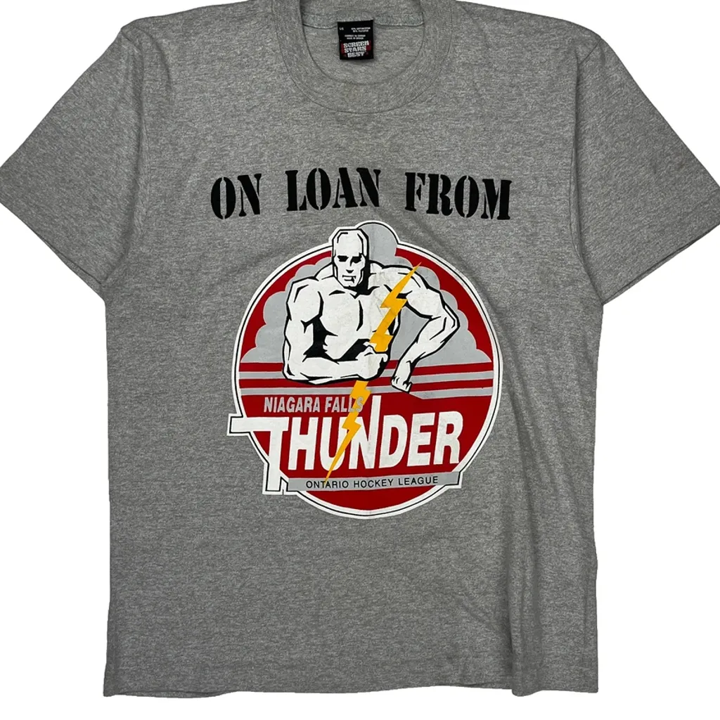 Niagara Falls Thunder Screen Stars Single Stitch T-Shirt - Large Grey Cotton Blend - Image 4