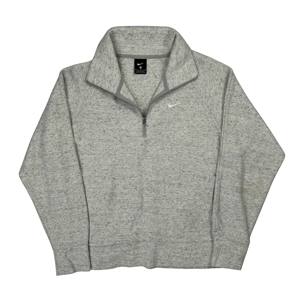 Nike 1/4 Zip - Medium Grey Cotton Blend