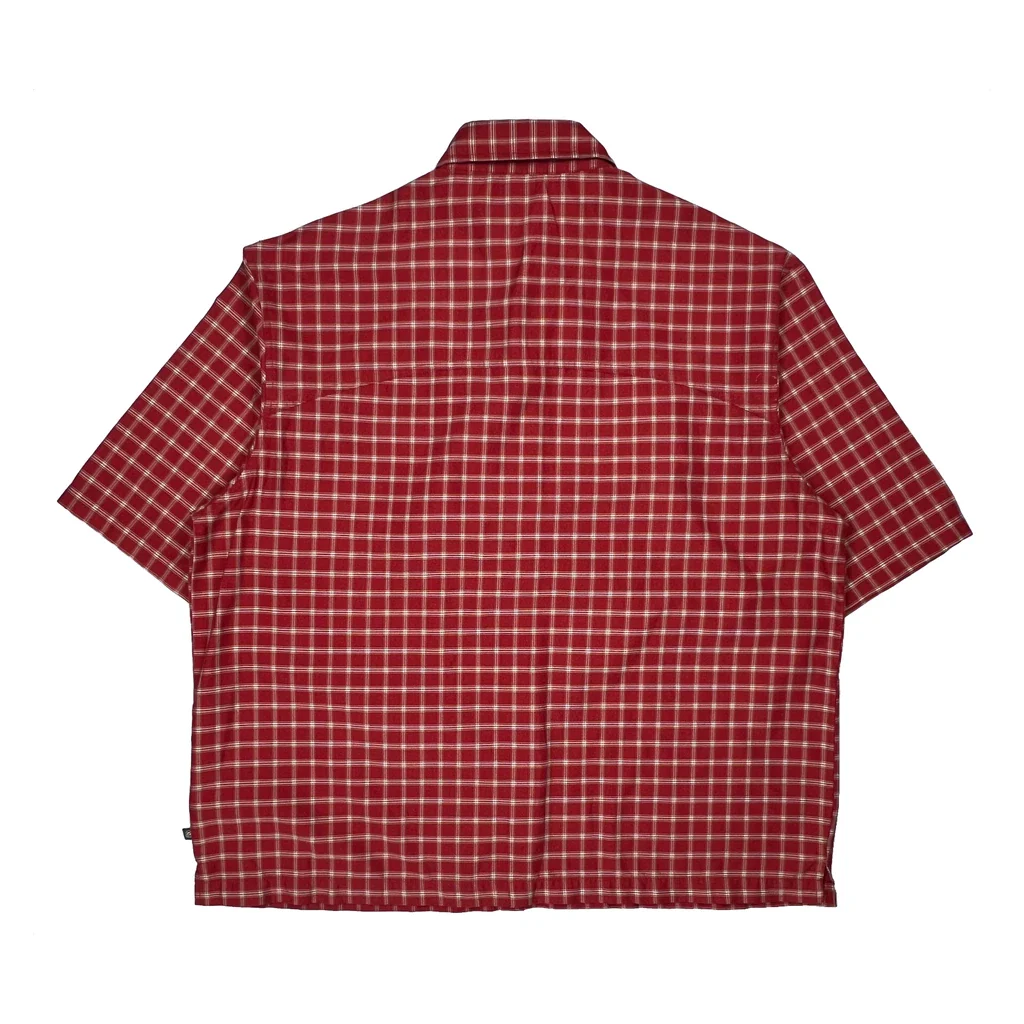 Nike Acg Cropped Checked Short Sleeve Shirt - XL Red Polyester - Image 2