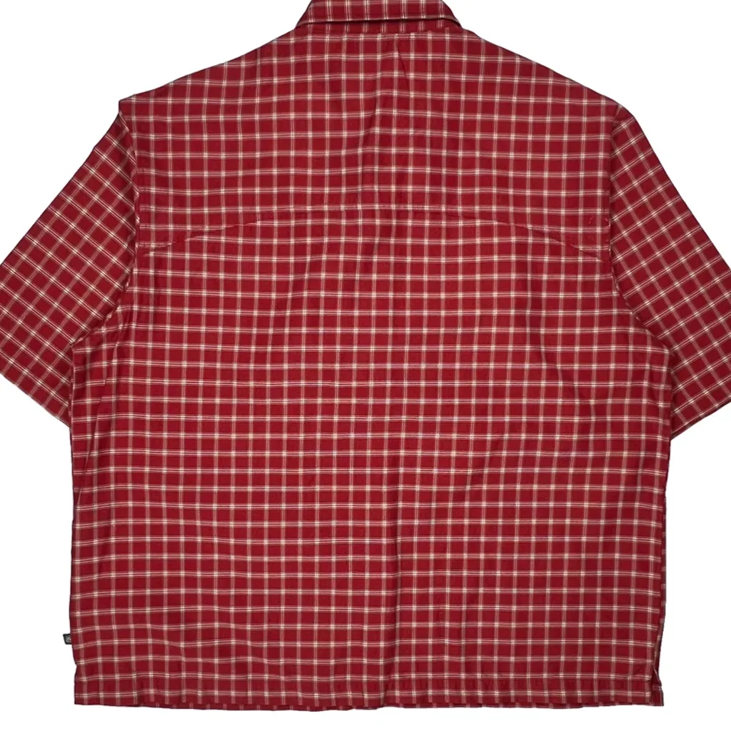 Nike Acg Cropped Checked Short Sleeve Shirt - XL Red Polyester - Image 6