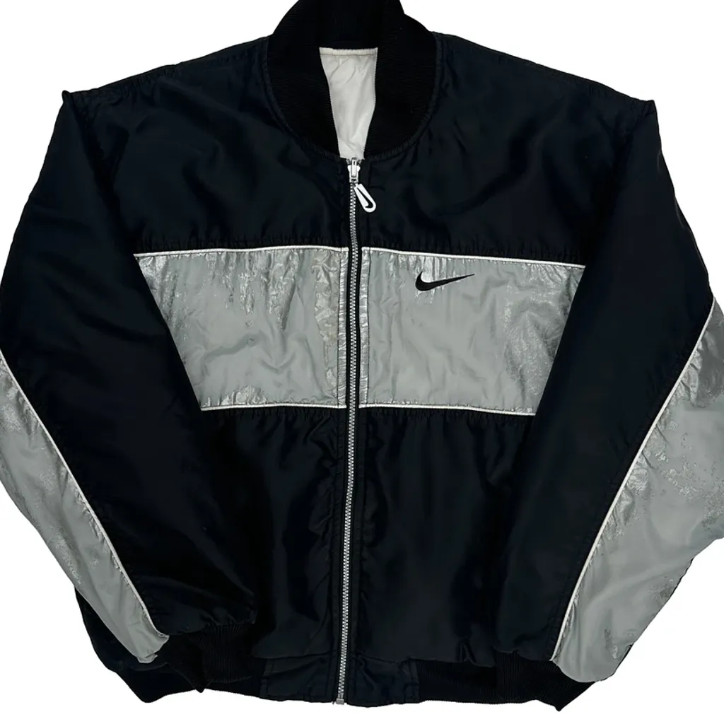Nike Spellout Bomber Jacket - Medium Black Nylon - Image 4