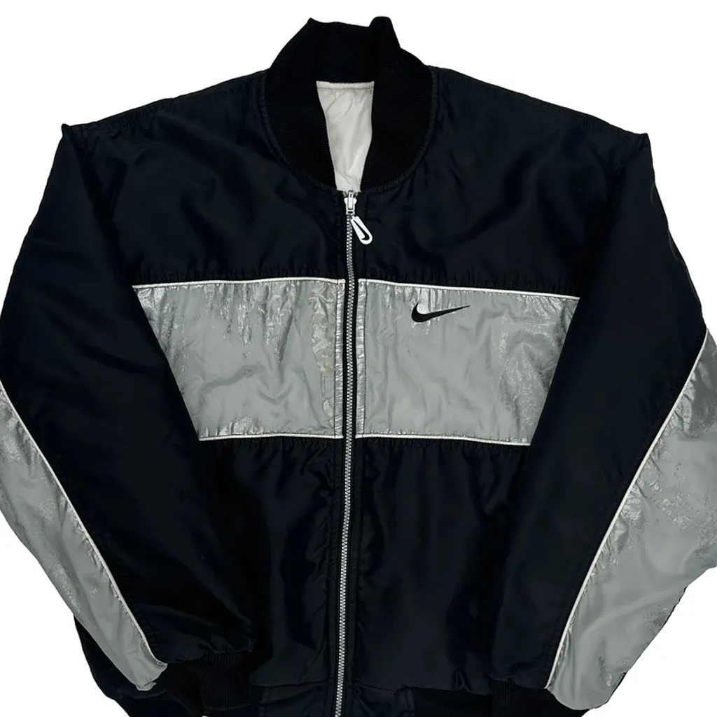 Nike Spellout Bomber Jacket - Medium Black Nylon - Image 5