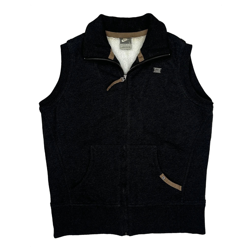 Nike Fleece Gilet - Large Black Cotton Blend