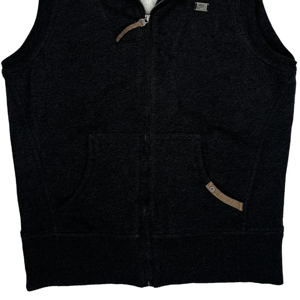 Nike Fleece Gilet - Large Black Cotton Blend - Image 6
