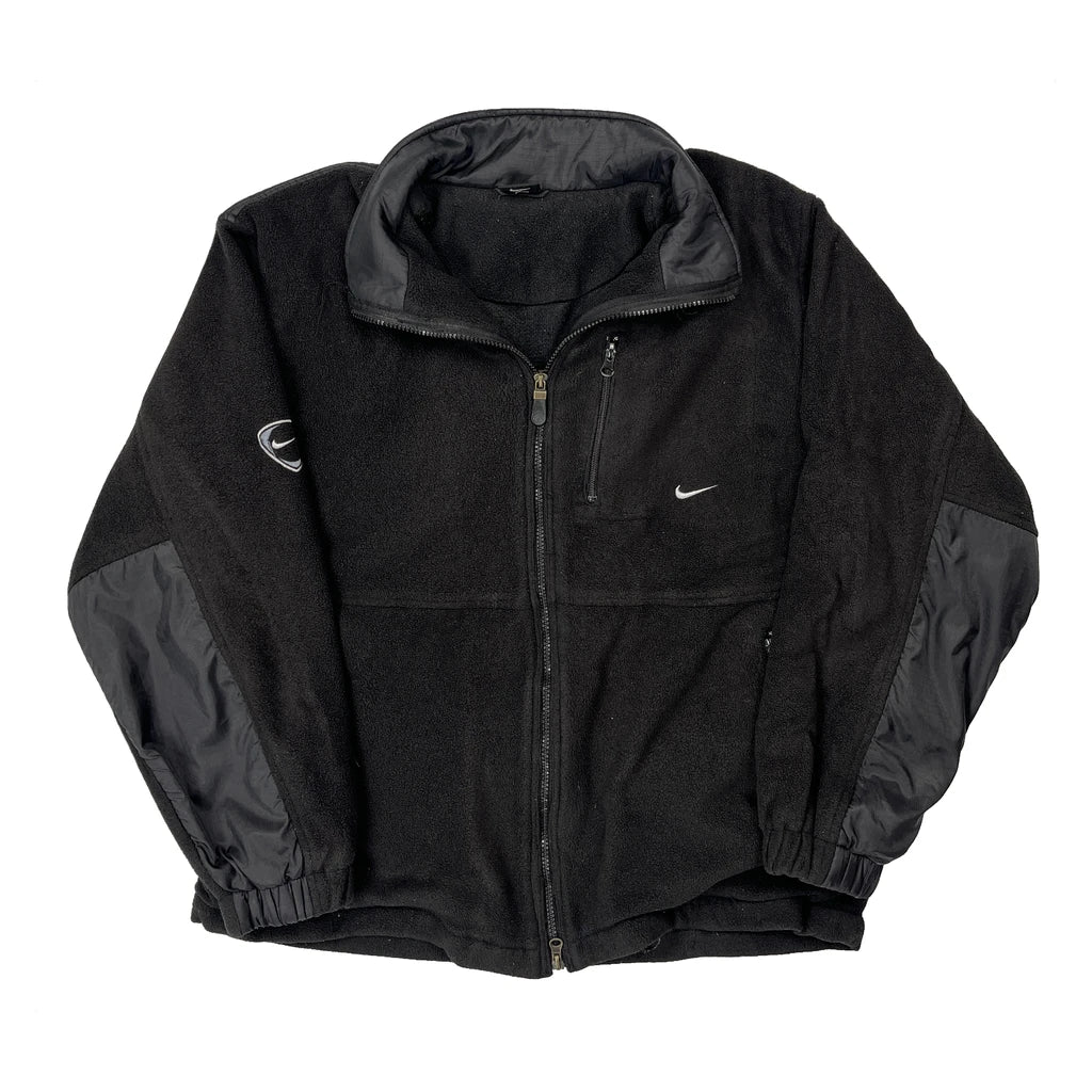 Nike Fleece Jacket - Large Black Polyester