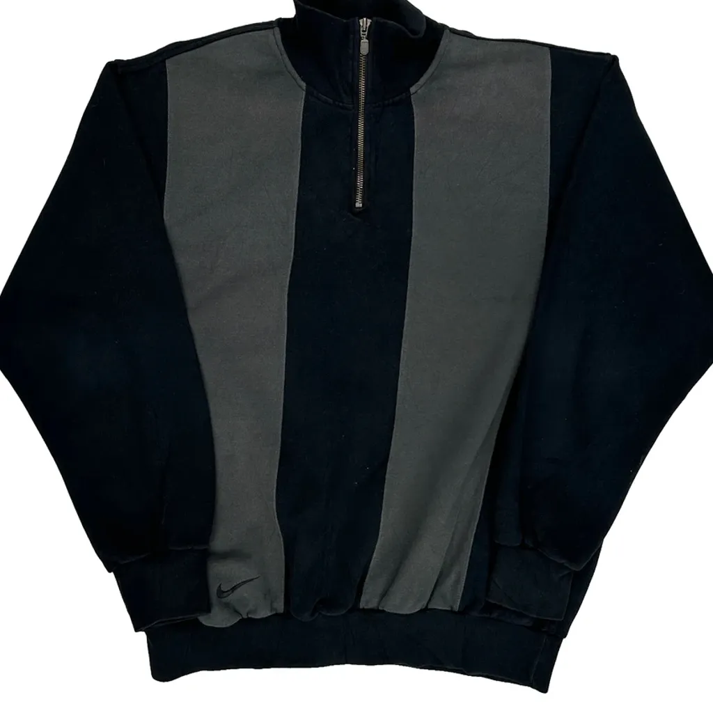 Nike Golf Striped 1/4 Zip - Large Black Cotton - Image 4