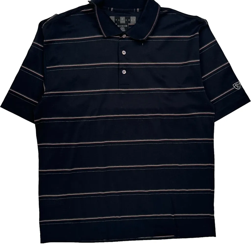 Nike Golf Striped Polo Shirt - Medium Black Polyester - Image 4