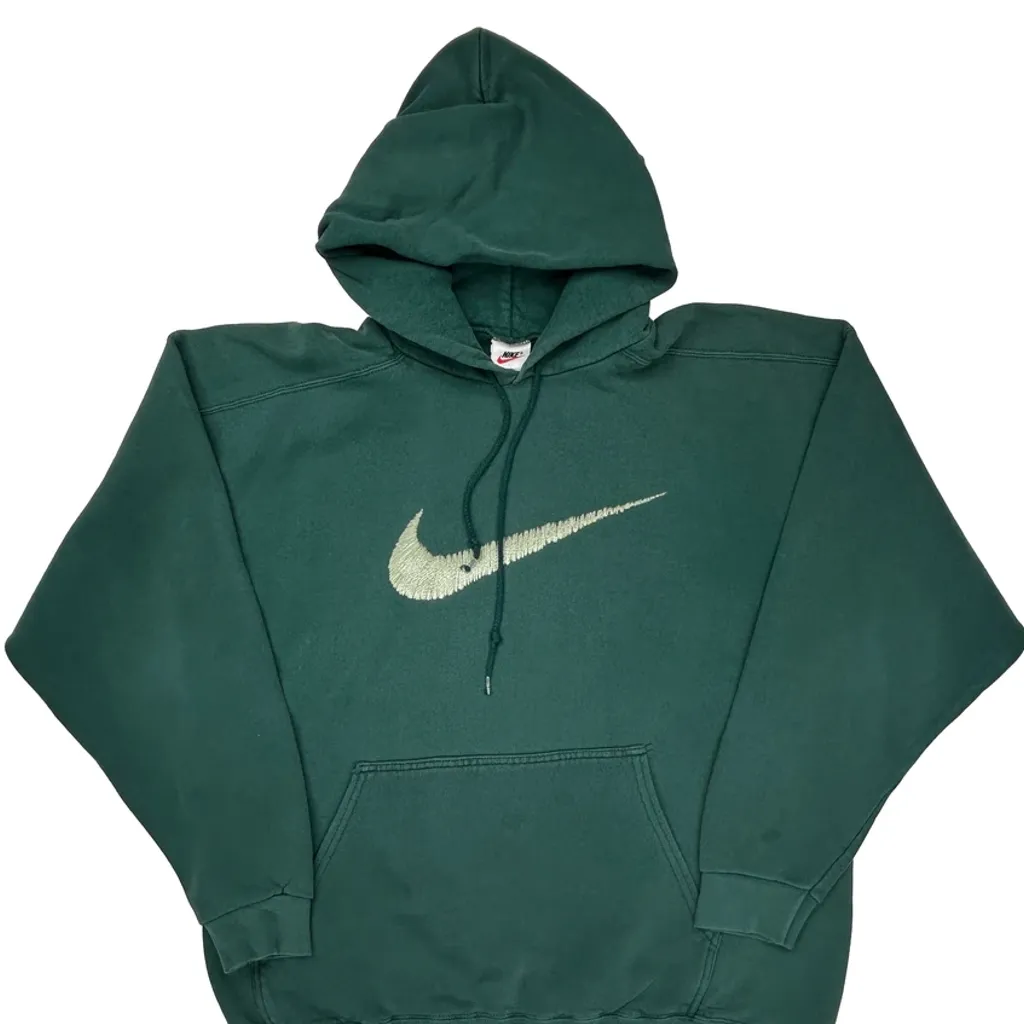 Nike Hoodie - Large Green Cotton - Image 4