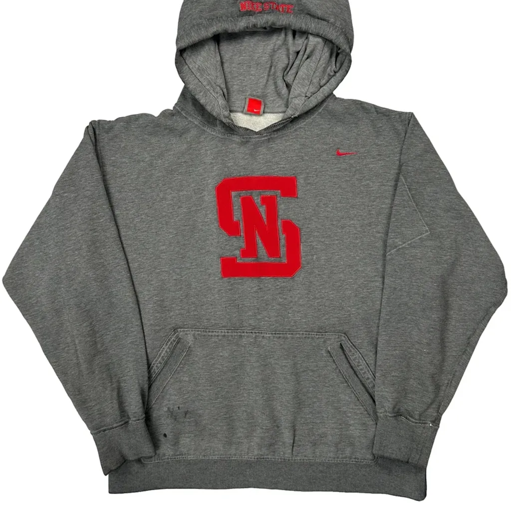 Nike College Hoodie - Large Grey Cotton - Image 4