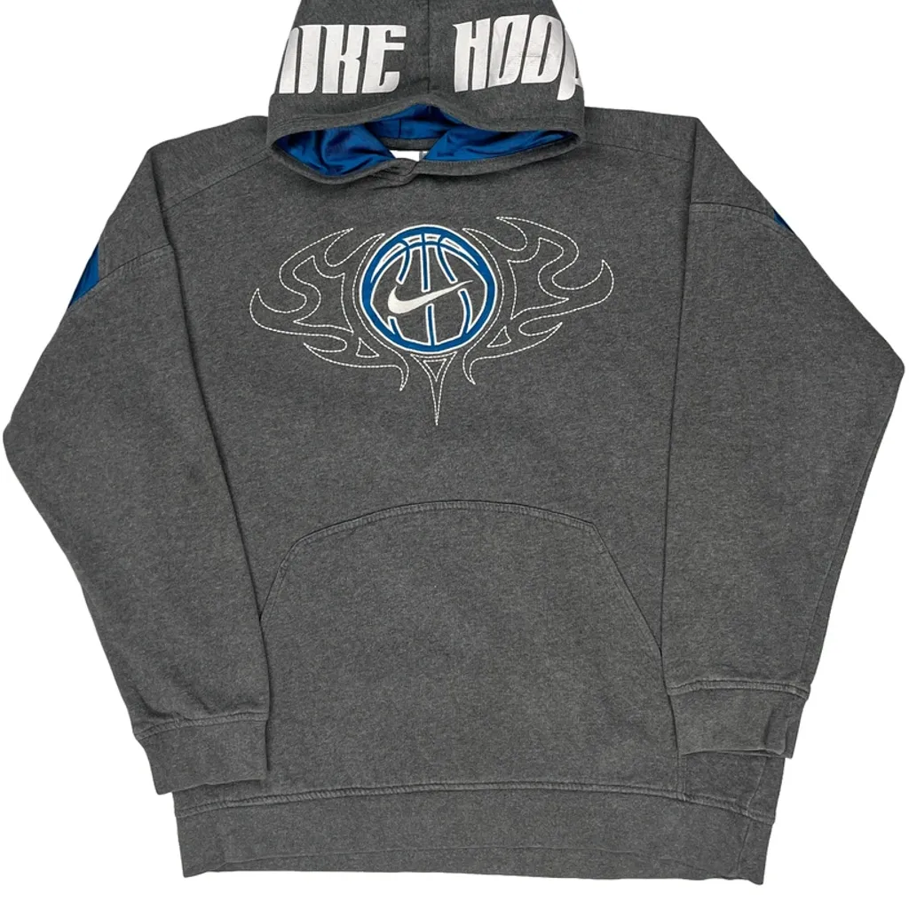Nike Hoop Nike Graphic Hoodie - XL Grey Cotton Blend - Image 4