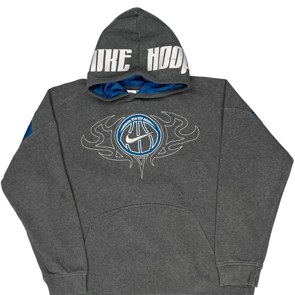Nike Hoop Nike Graphic Hoodie - XL Grey Cotton Blend - Image 5