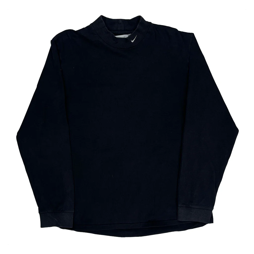 Nike Long Sleeve T-Shirt - Large Black Cotton