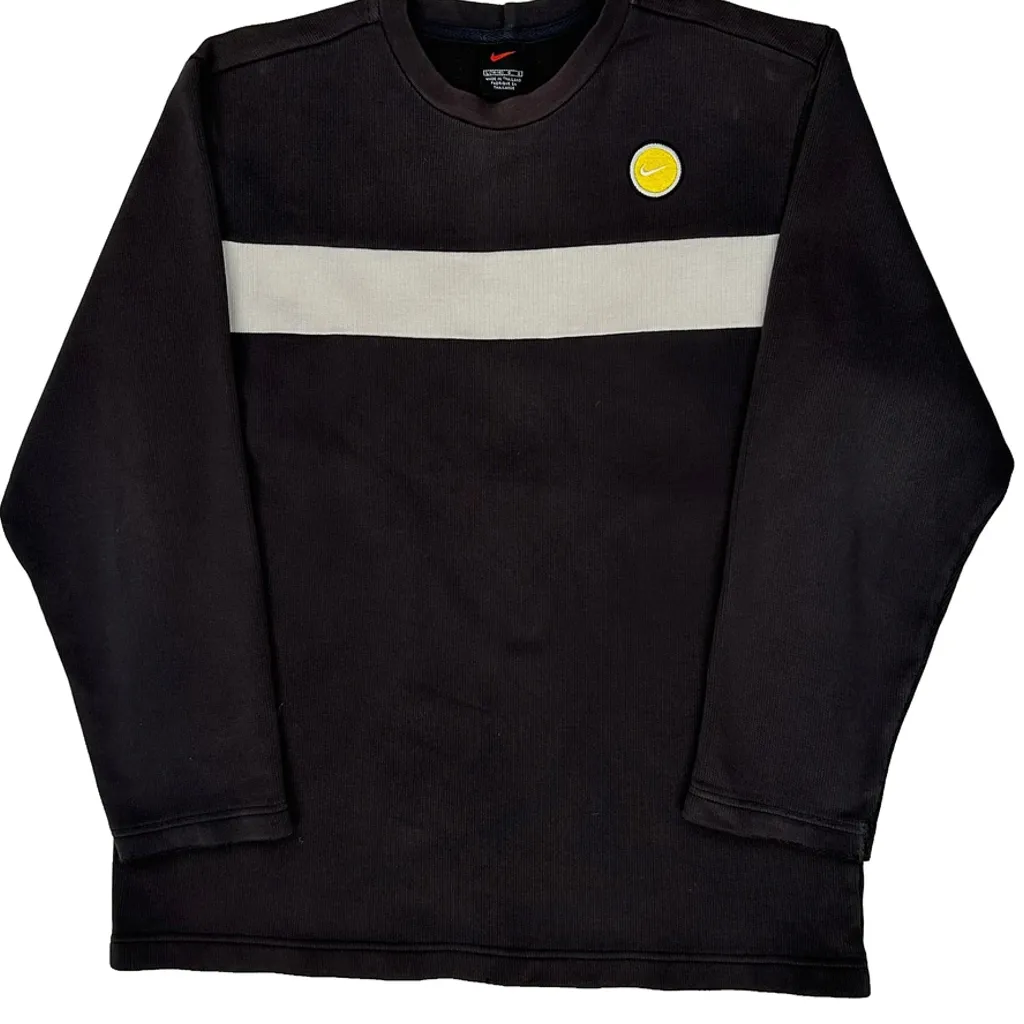 Nike Striped Long Sleeve T-Shirt - Large Black Cotton - Image 5