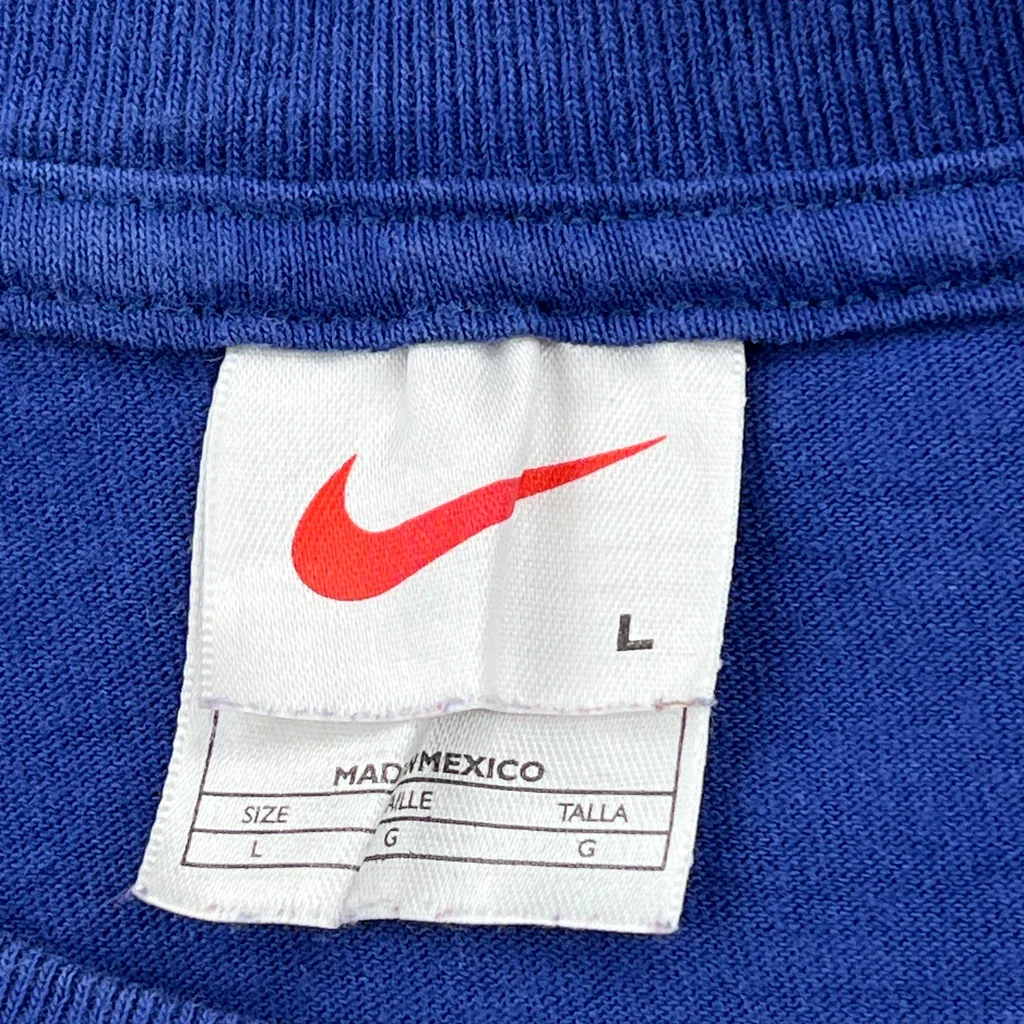 Nike Spellout Long Sleeve T-Shirt - Large Blue Cotton - Image 3