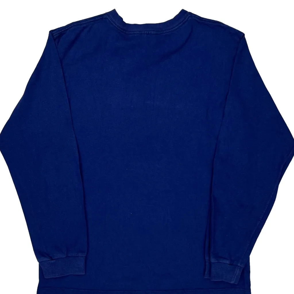 Nike Spellout Long Sleeve T-Shirt - Large Blue Cotton - Image 6