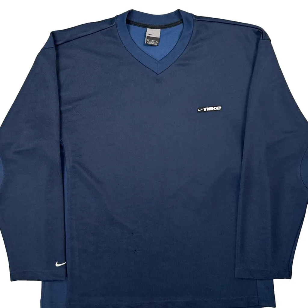 Nike Long Sleeve T-Shirt - XL Blue Cotton - Image 5