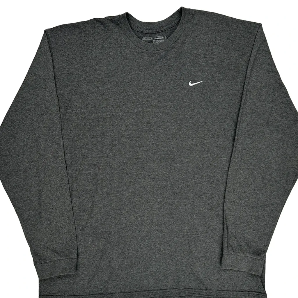 Nike Long Sleeve T-Shirt - XL Grey Cotton Blend - Image 5