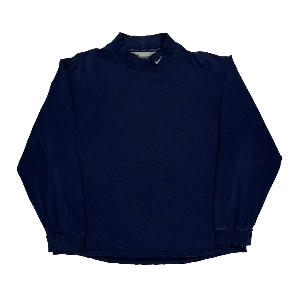 Nike Long Sleeve T-Shirt - Medium Navy Cotton