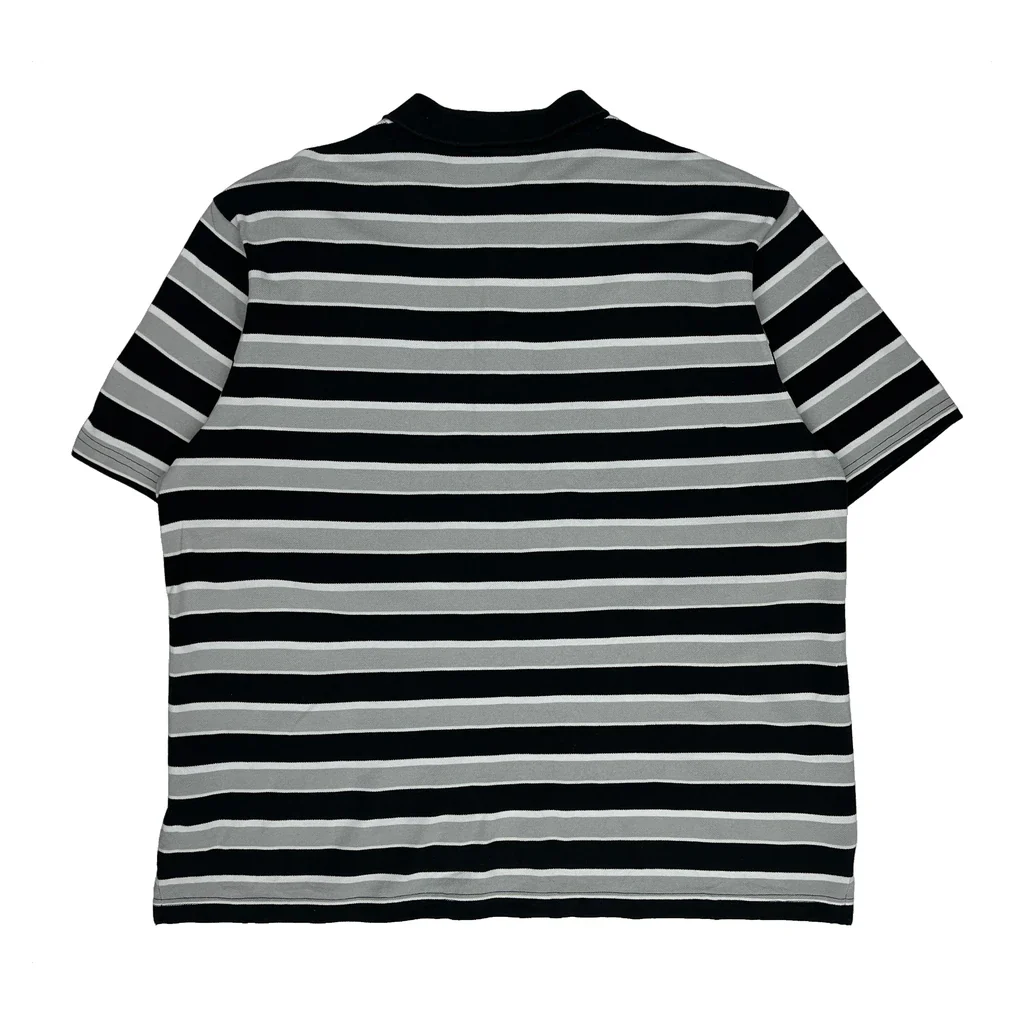 Nike Striped Polo Shirt - XL Black & White Cotton - Image 2