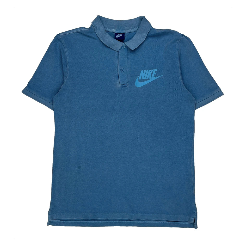 Nike Polo Shirt - Medium Blue Cotton