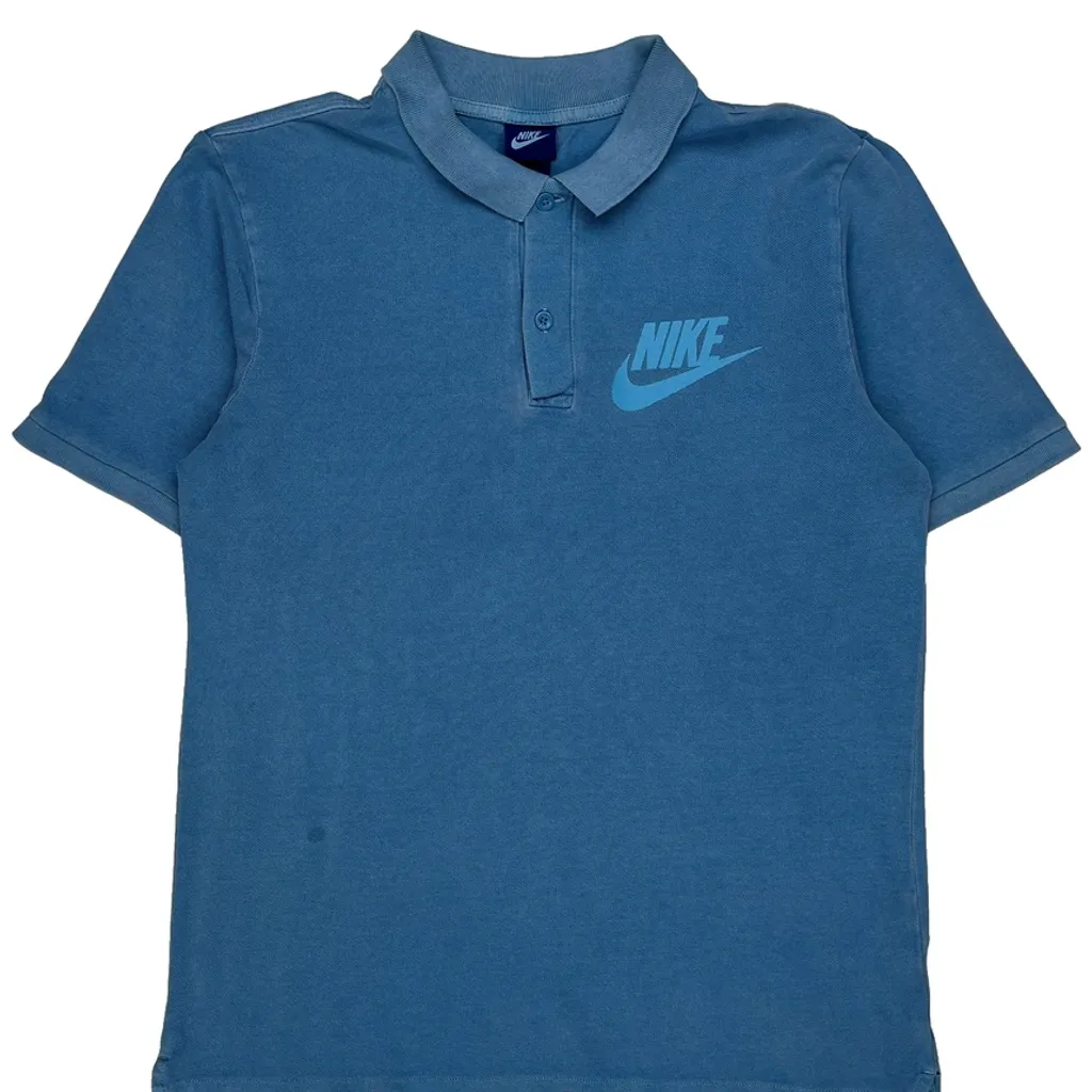 Nike Polo Shirt - Medium Blue Cotton - Image 5