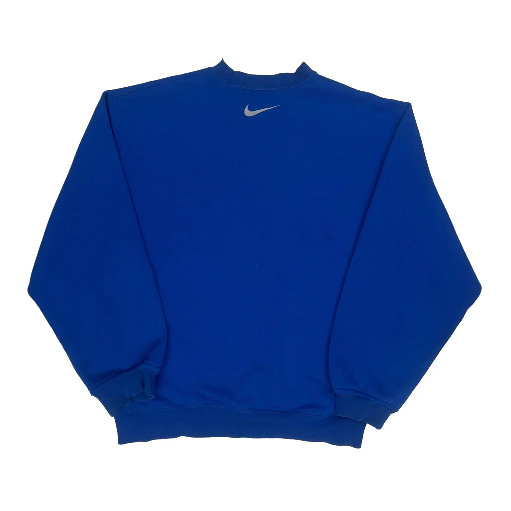 Nike Spellout Sweatshirt - Large Blue Cotton - Image 2