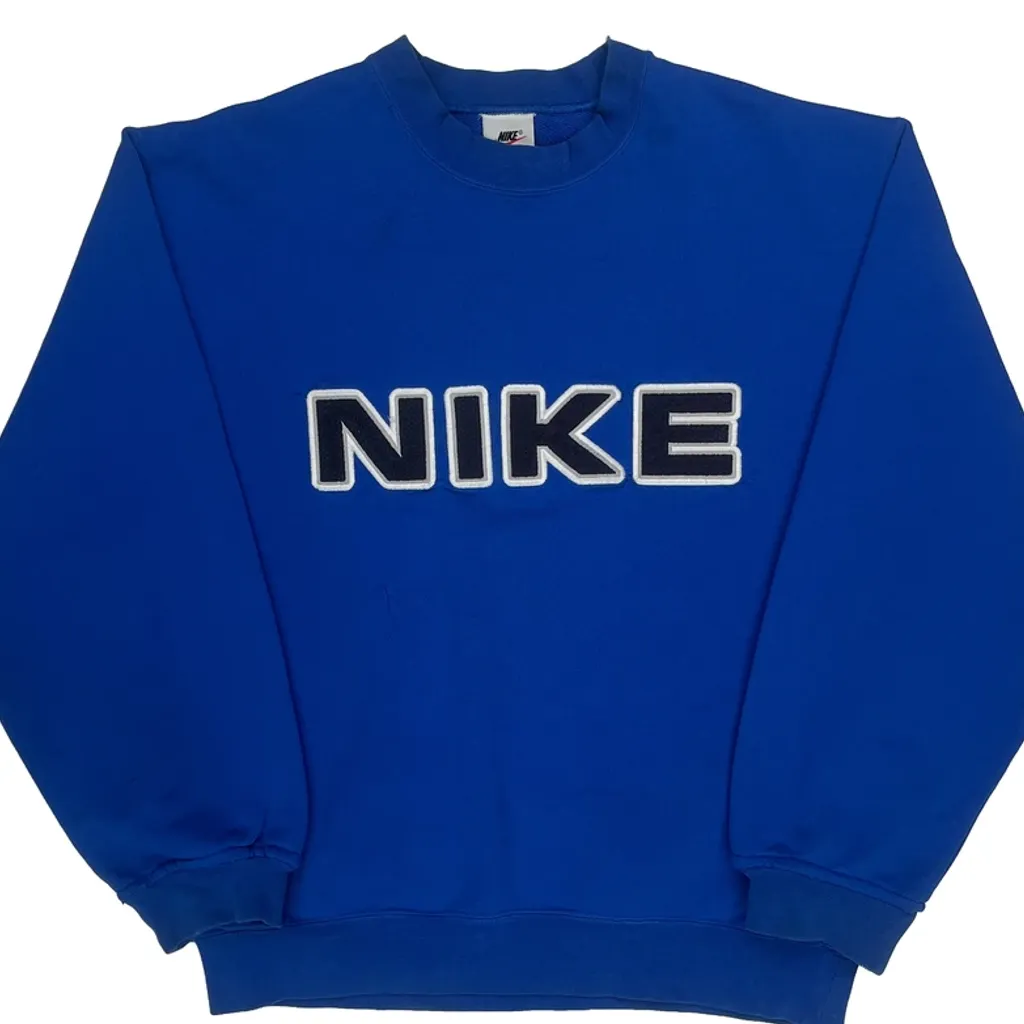Nike Spellout Sweatshirt - Large Blue Cotton - Image 5