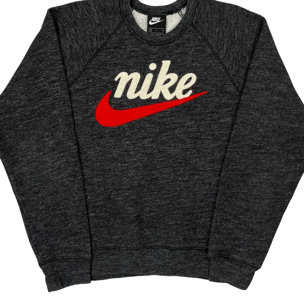 Nike Spellout Sweatshirt - Small Gray Cotton Blend - Image 5