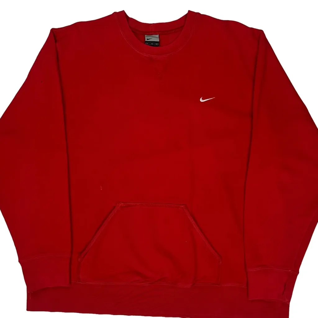 Nike Kangaroo Pocket Sweatshirt - XL Red Cotton - Image 4