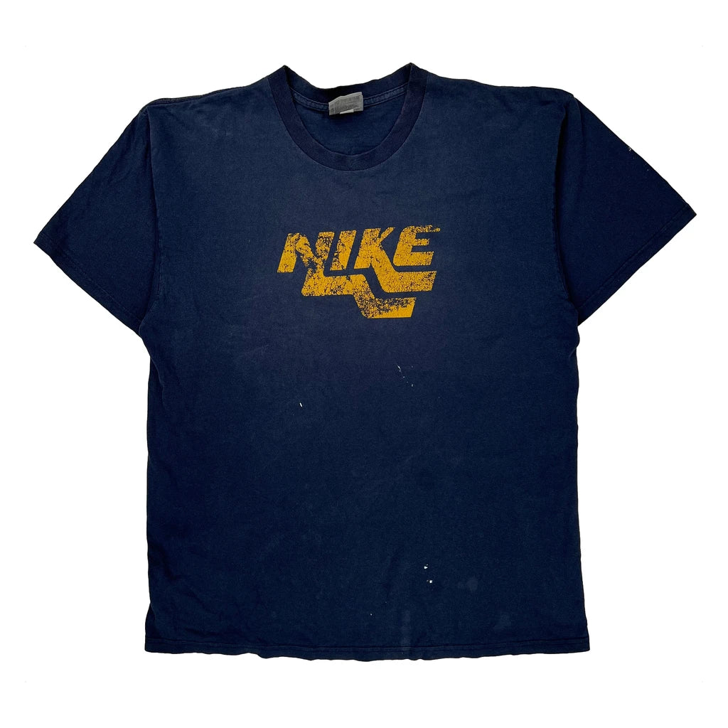 Nike Graphic T-Shirt - Large Blue Cotton