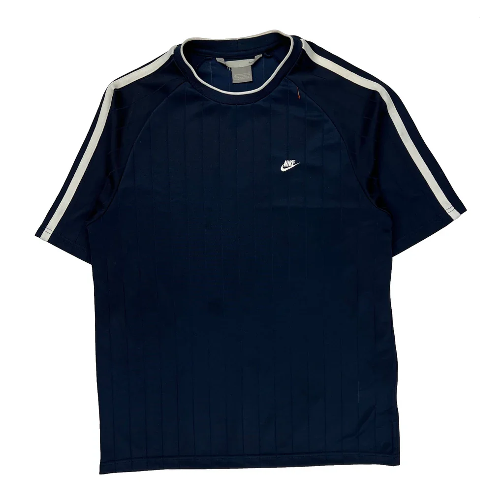 Nike Striped T-Shirt - Medium Blue Polyester