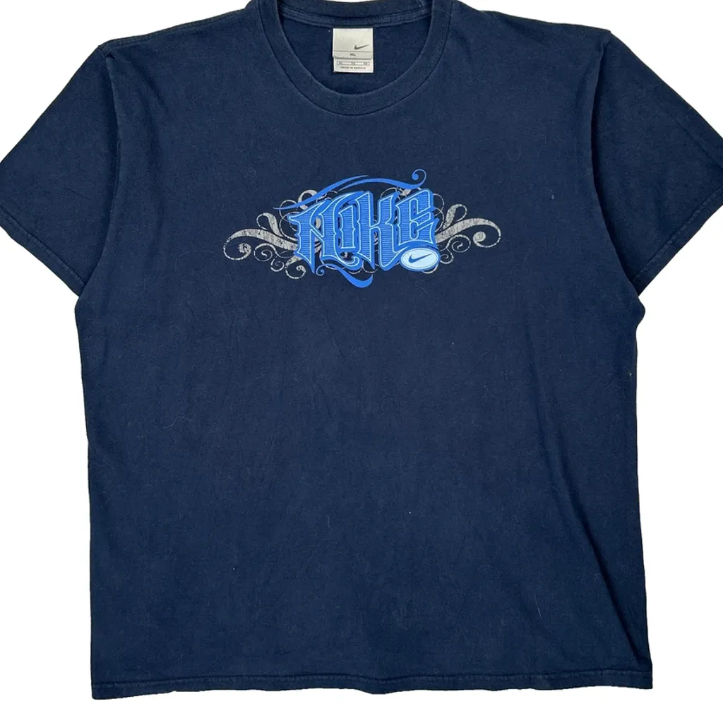 Nike Graphic T-Shirt - XL Blue Cotton - Image 4