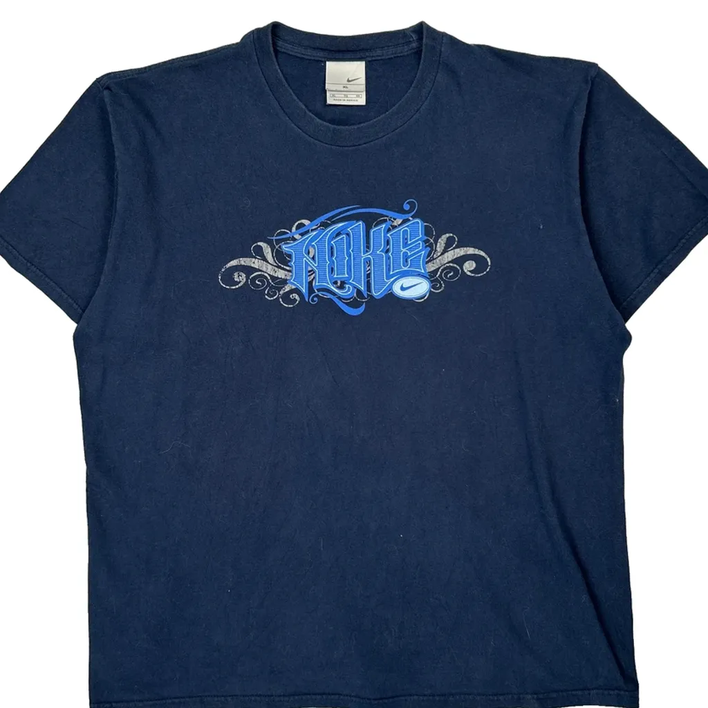 Nike Graphic T-Shirt - XL Blue Cotton - Image 5