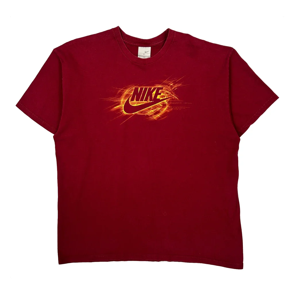Nike Graphic T-Shirt - XL Red Cotton