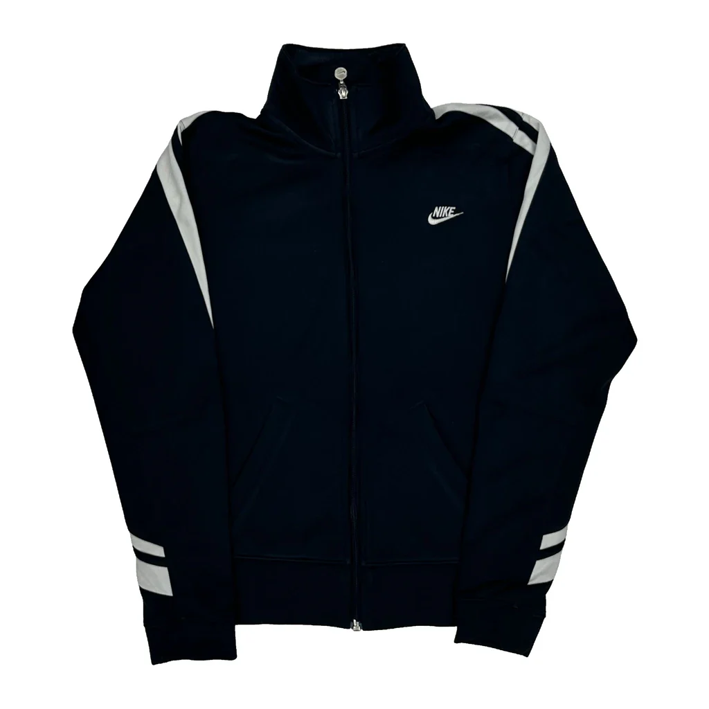 Nike Striped Track Jacket - Medium Black Polyester