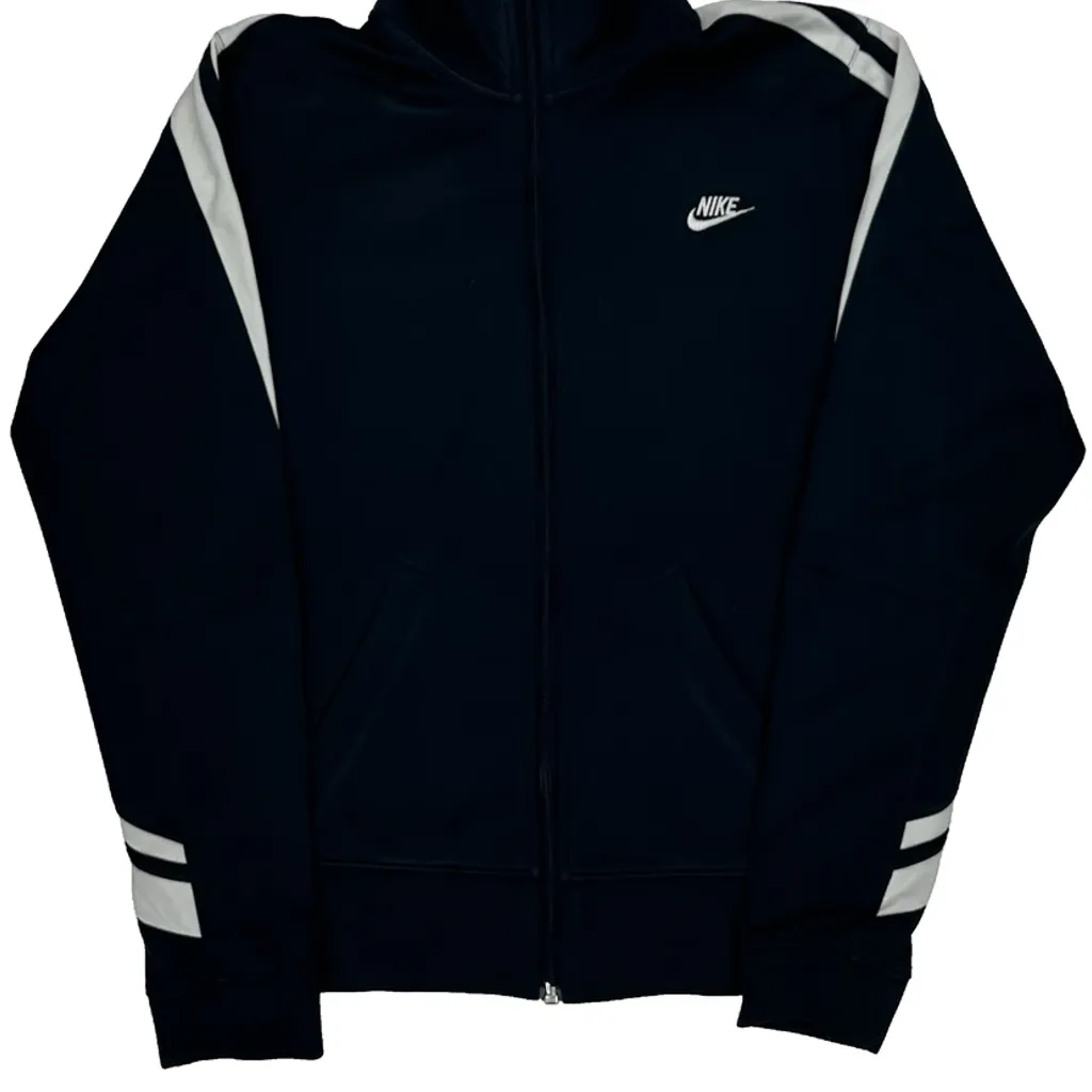 Nike Striped Track Jacket - Medium Black Polyester - Image 6