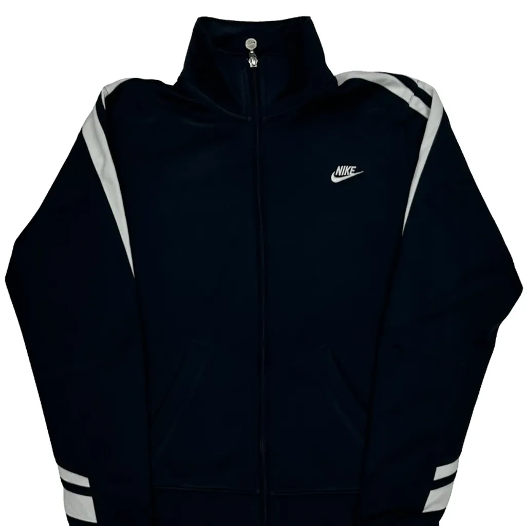 Nike Striped Track Jacket - Medium Black Polyester - Image 7