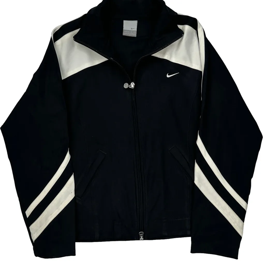 Nike Striped Track Jacket - Medium Black Polyester - Image 4